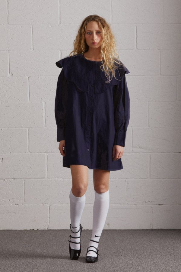 mimi mini dress - navy broderie