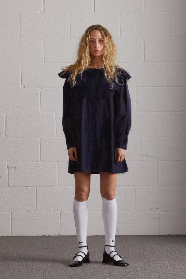 mimi mini dress - navy broderie - Image 2
