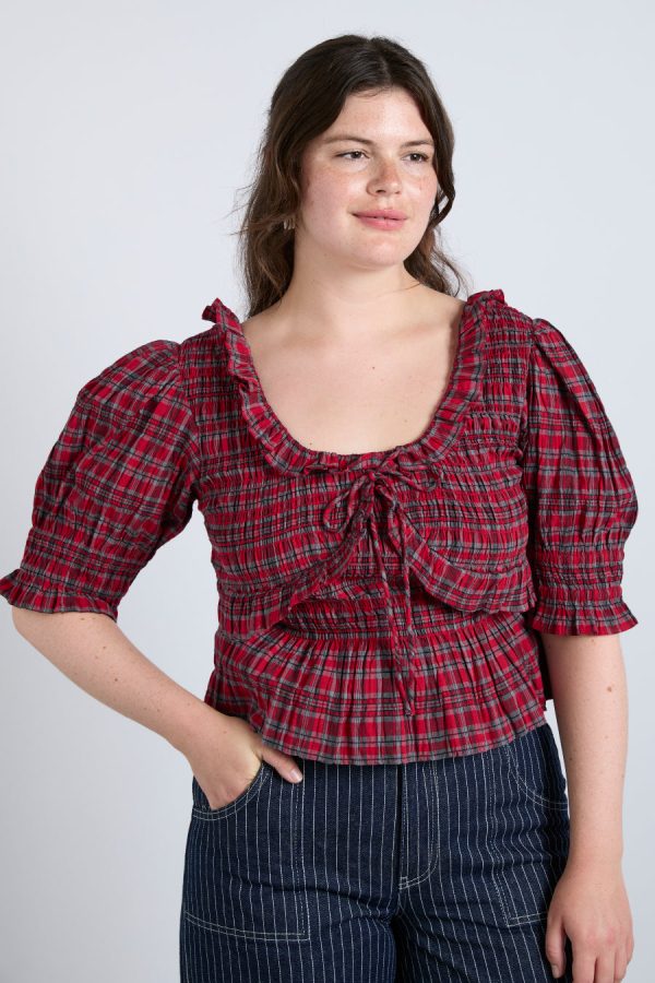 meghan blouse - red check - Image 2