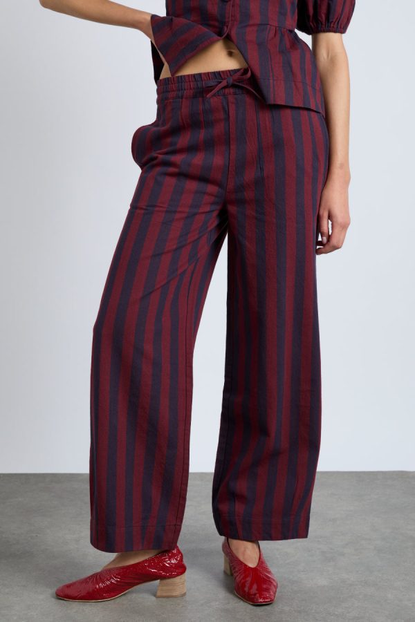 rafe trousers- navy and burgundy stripe - Image 2