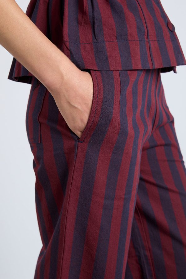 rafe trousers- navy and burgundy stripe - Image 4