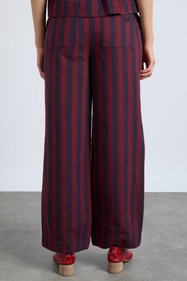 rafe trousers- navy and burgundy stripe - Image 5