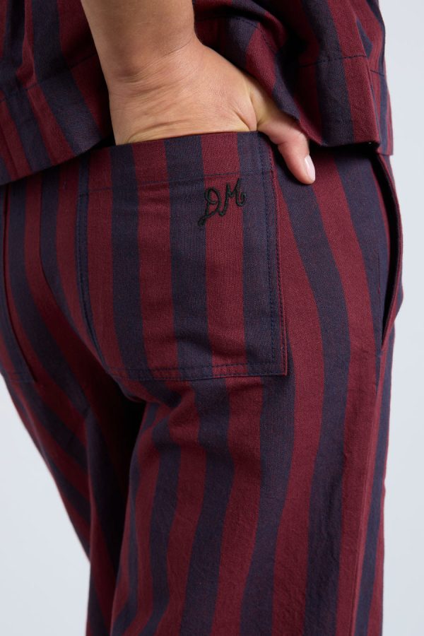 rafe trousers- navy and burgundy stripe - Image 6