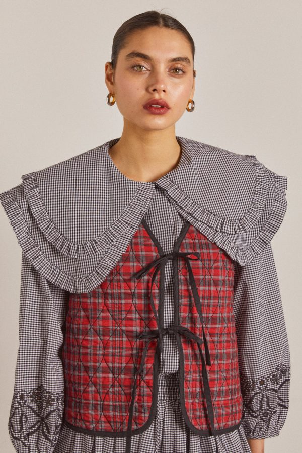arte reversible gilet - black gingham - Image 2