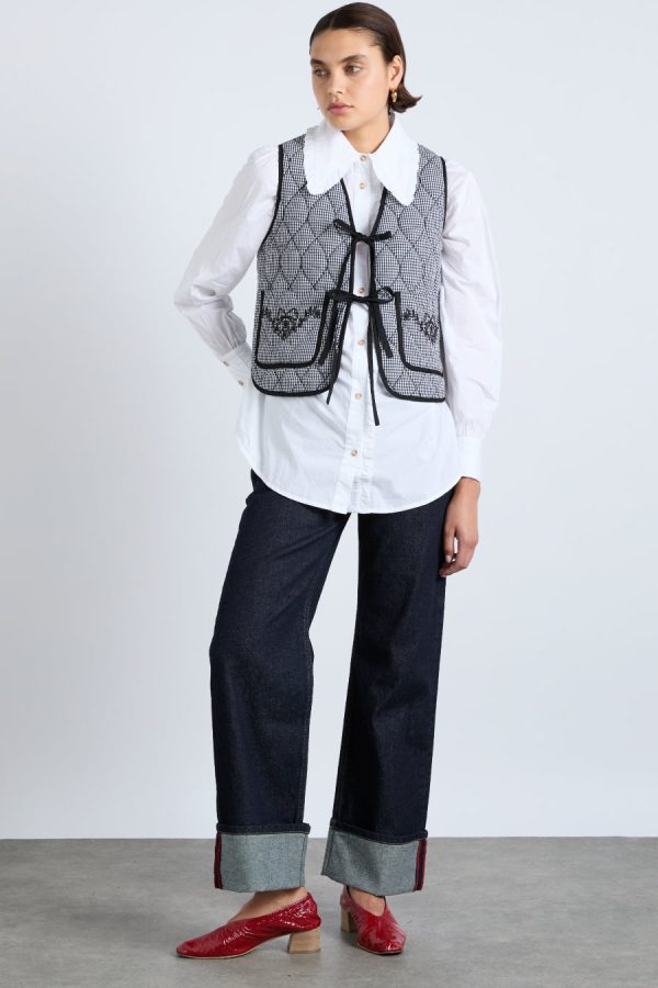 arte reversible gilet - black gingham - Image 3