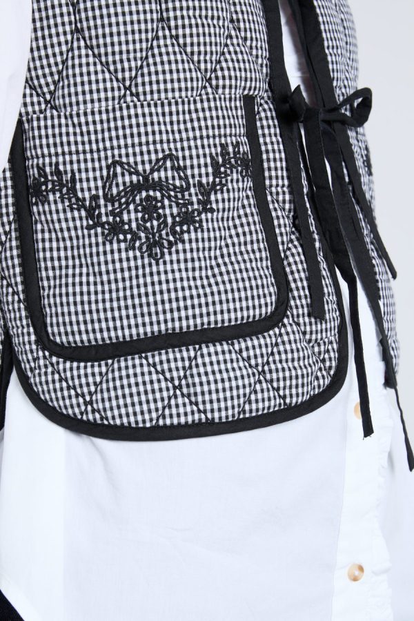 arte reversible gilet - black gingham - Image 4