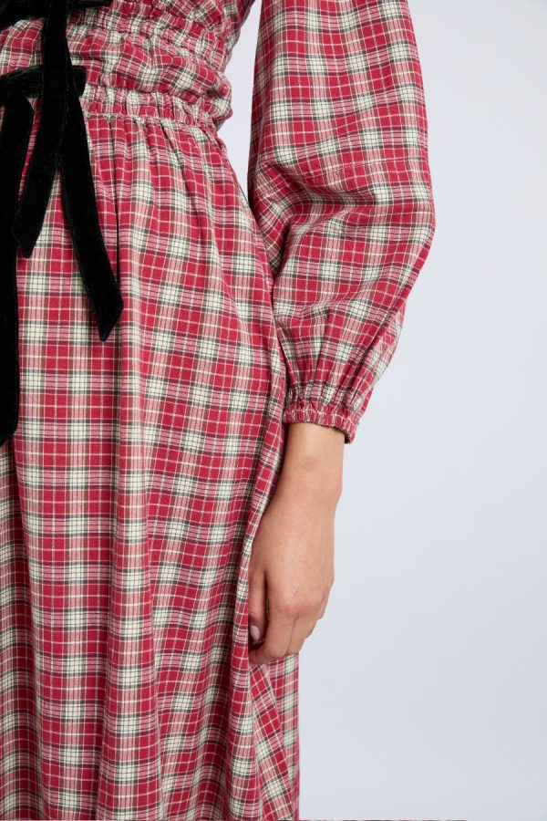 dakota bow midi dress - tartan - Image 3