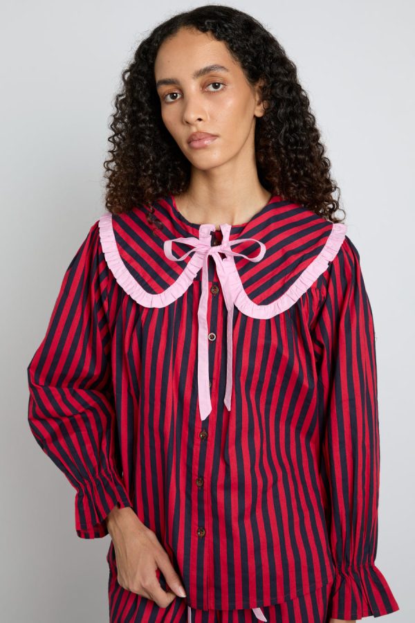 maria pj set- red/navy stripe - Image 2
