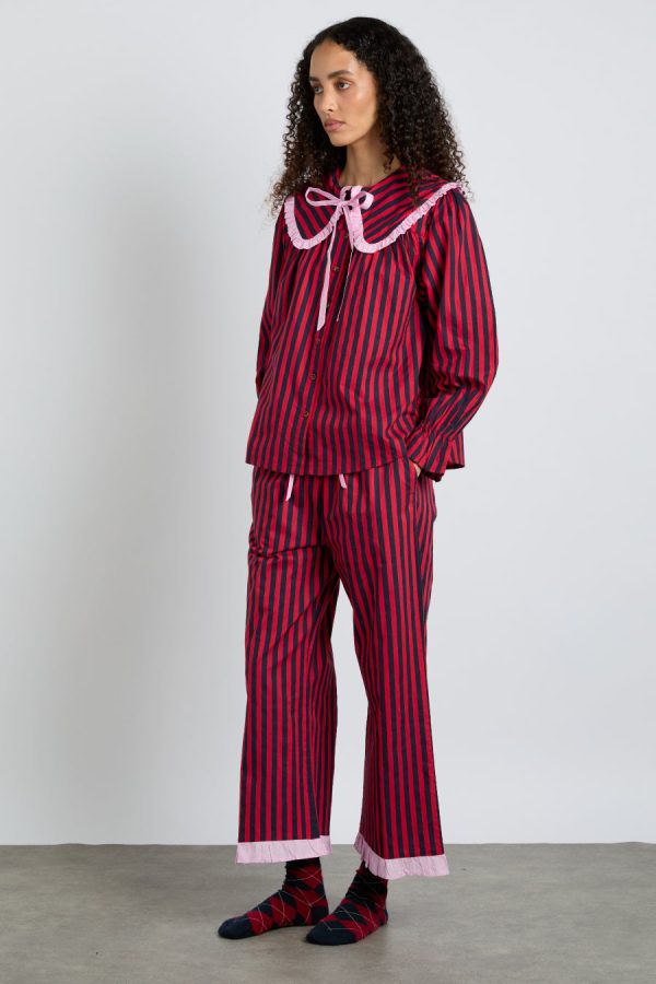 maria pj set- red/navy stripe - Image 3