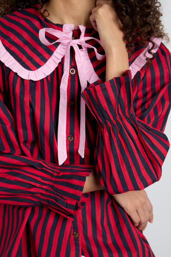 maria pj set- red/navy stripe - Image 4