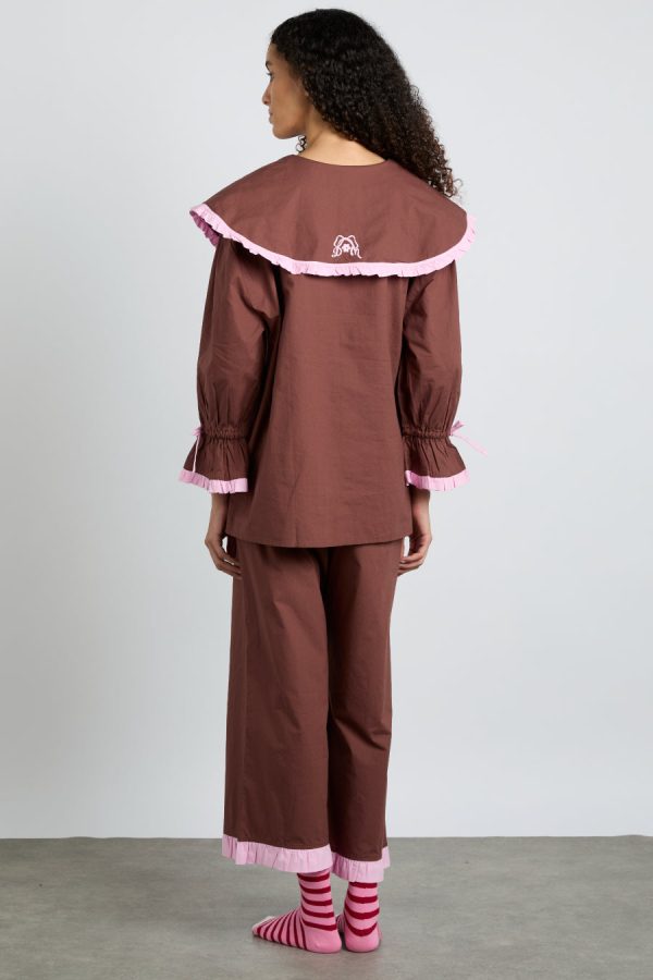 barbara pj set- brown u0026 pink - Image 7