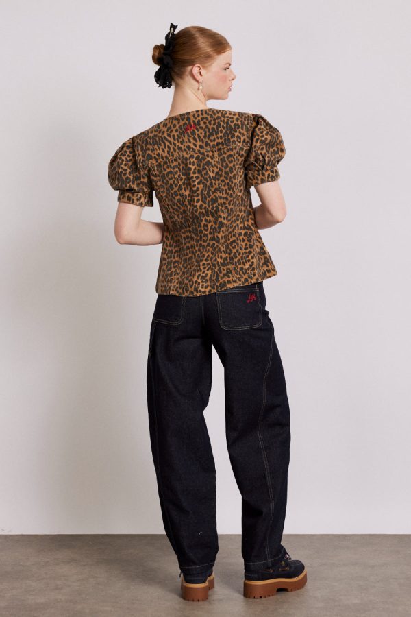 shell denim top - leopard - Image 6
