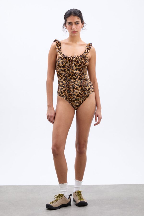 cheyenne shirred ruffle swimsuit - leopard - Image 2