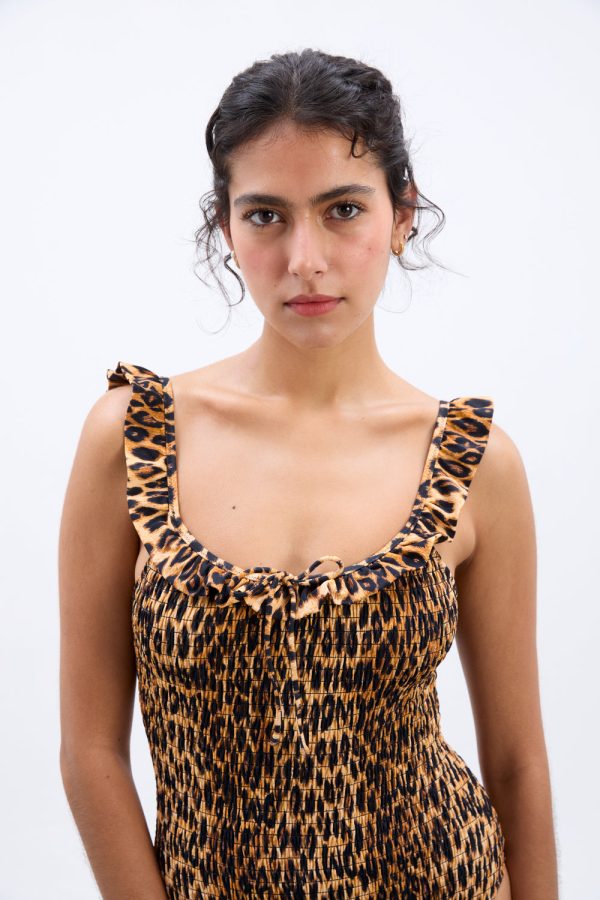 cheyenne shirred ruffle swimsuit - leopard - Image 5