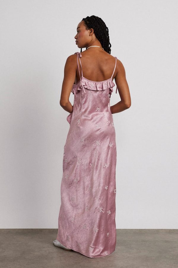 kiki embroidered dress - pink bow - Image 5