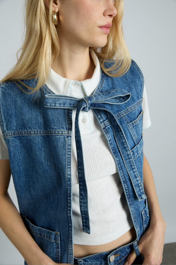 milly gilet - mid wash - Image 4
