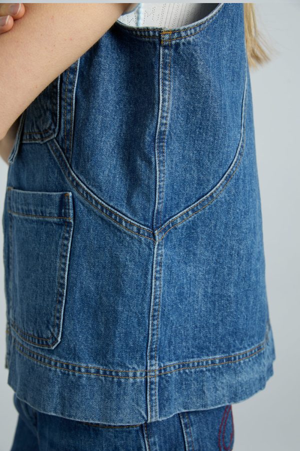 milly gilet - mid wash - Image 6