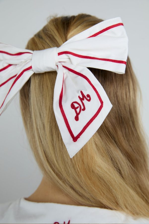 sailor bow clip - white with red piping - Image 3