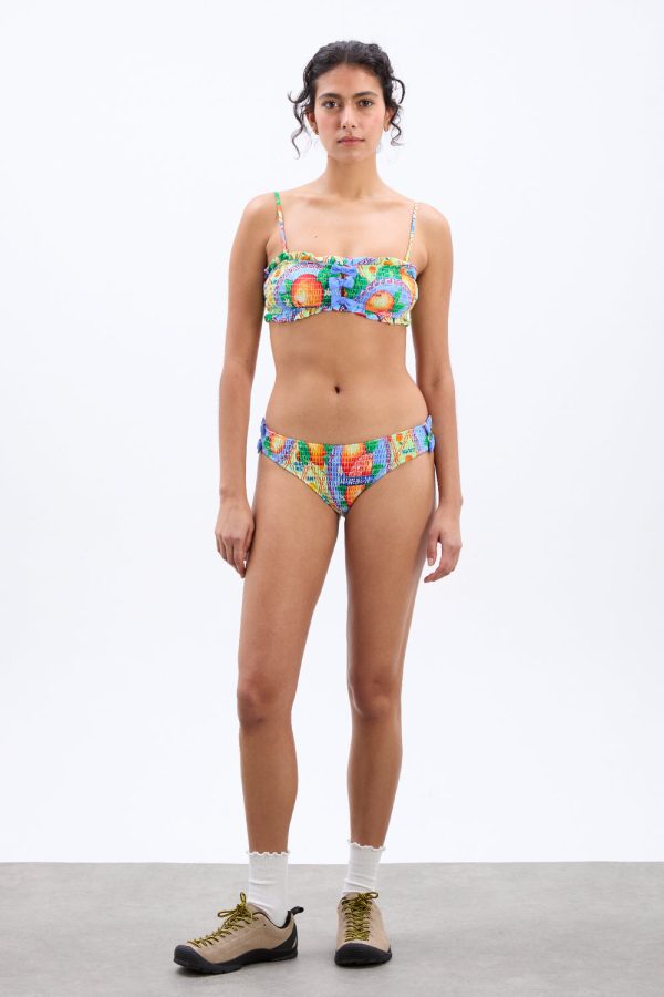jessie shirred bow bikini top - orange print - Image 3