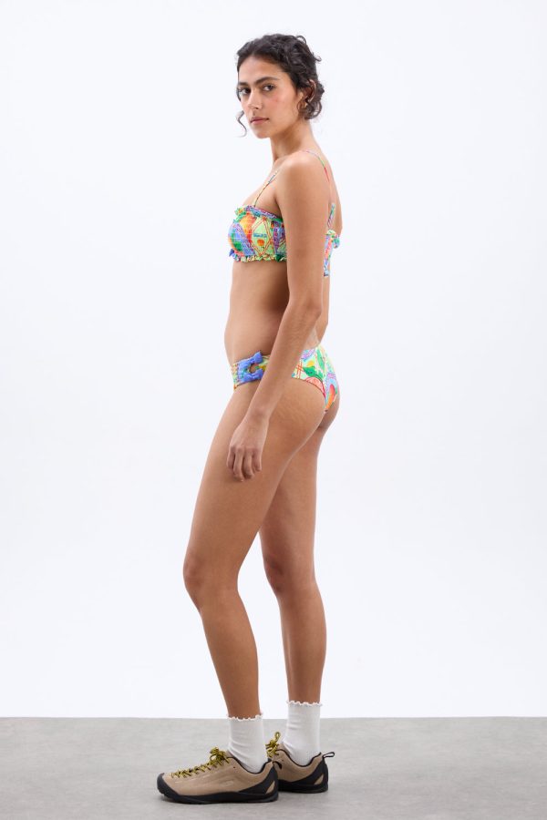 jessie shirred bow bikini top - orange print - Image 5