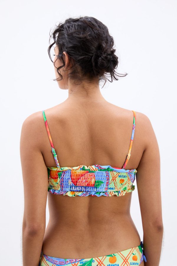 jessie shirred bow bikini top - orange print - Image 6